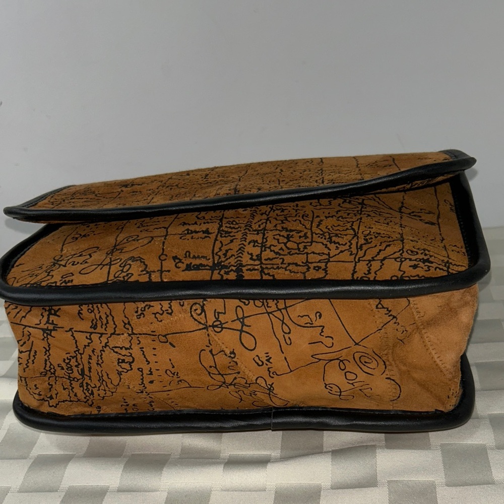 Brown and Black Map Suede Leather Shoulder Bag - Picture 8 of 8